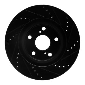 Acura TLX Brake Rotor (1) - Front Left - R1 Concepts - Drilled & Slotted - Black - `21-`25